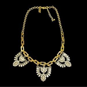 Stella & Dot Art Deco 1920's Rhinestone Two-Tone Statement Bib Necklace Retired